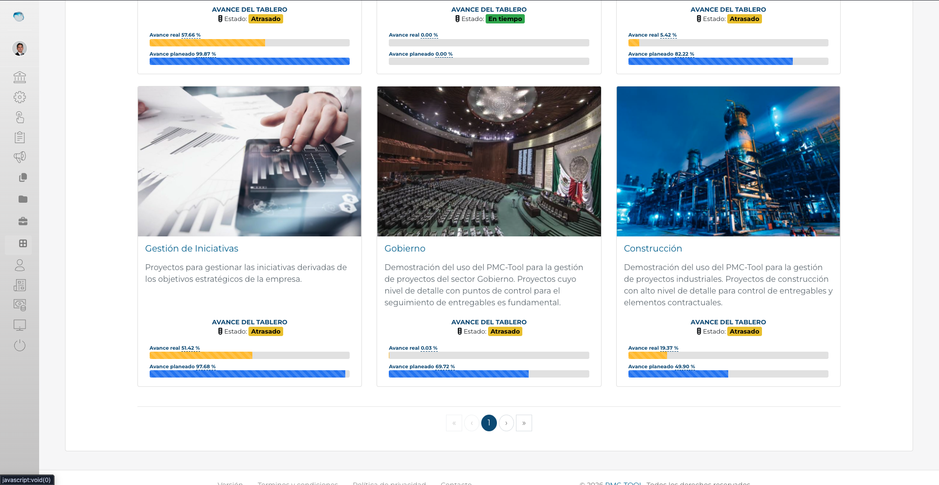 Vista Tableros de PMC-tool